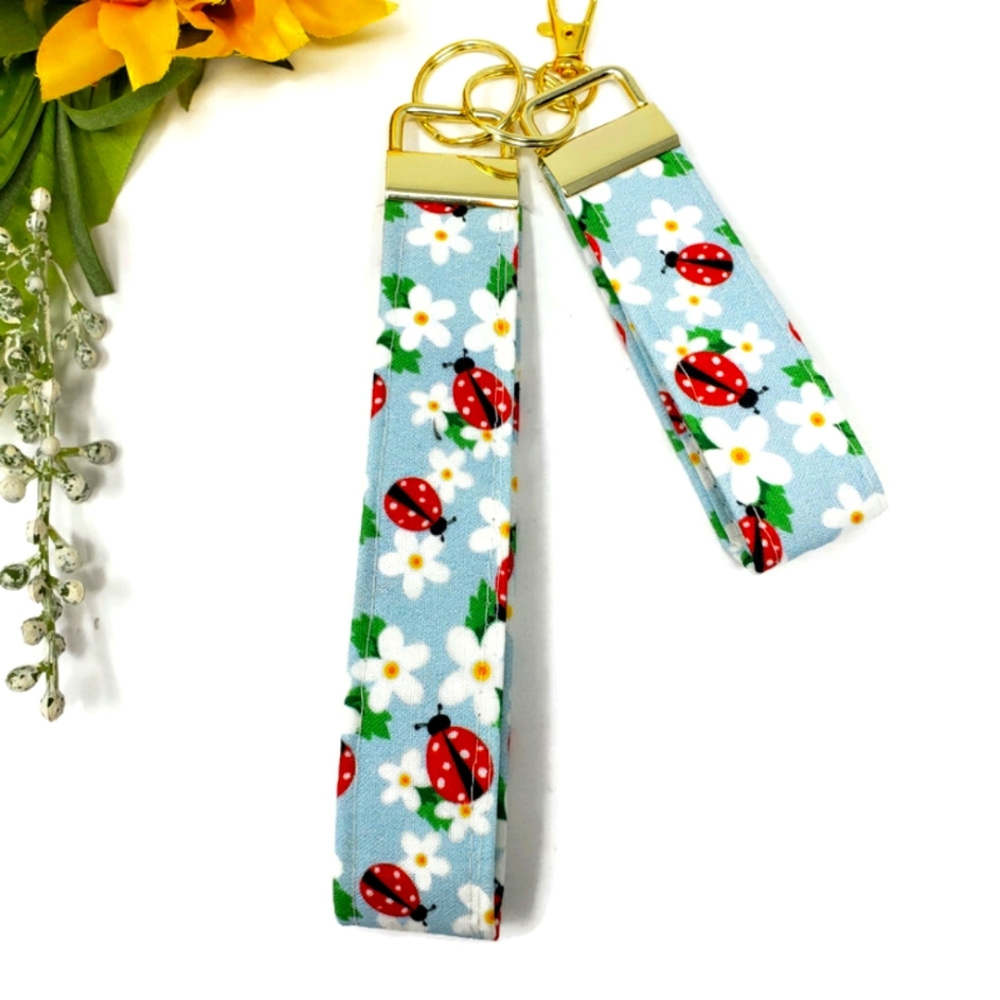 New! Ladybug Wrist Key Fob Holder Set Handcrafted